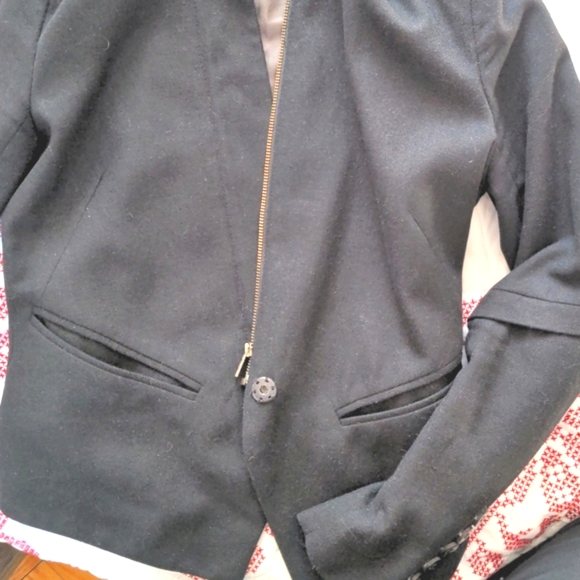 IMPROVD Fitted Blazer jacket tuxedo wool blend Funnel neck classic - Picture 9 of 16